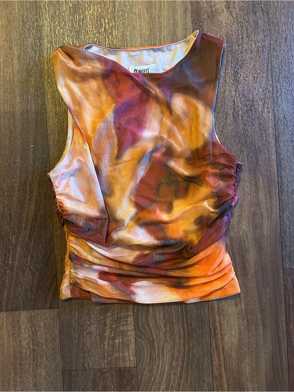 Prince Tie-Dye Sleeveless Camisole in Orange and Maroon